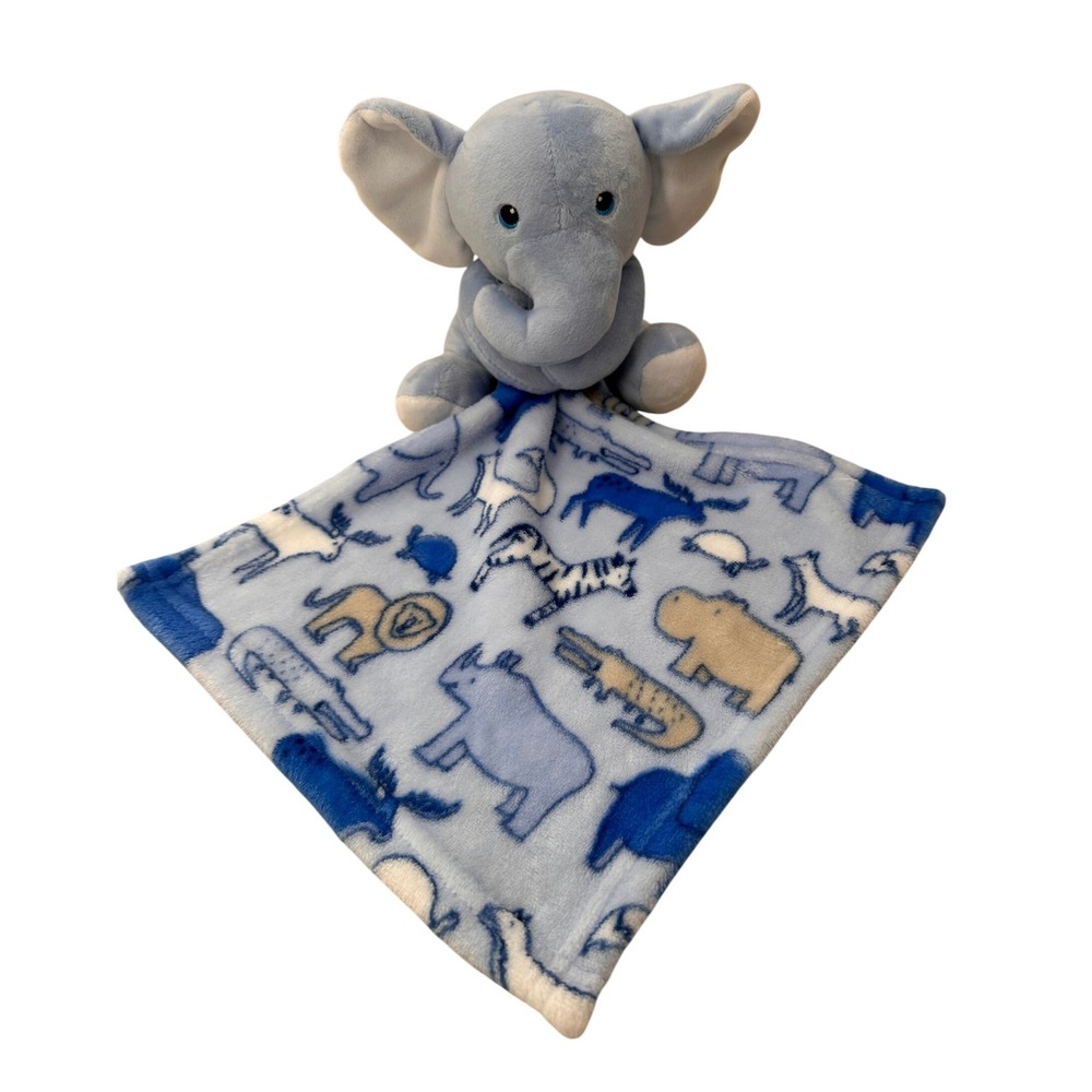 Little Beginnings Elephant Lovey Security Blanket Blue Safari Animal Plush Toy